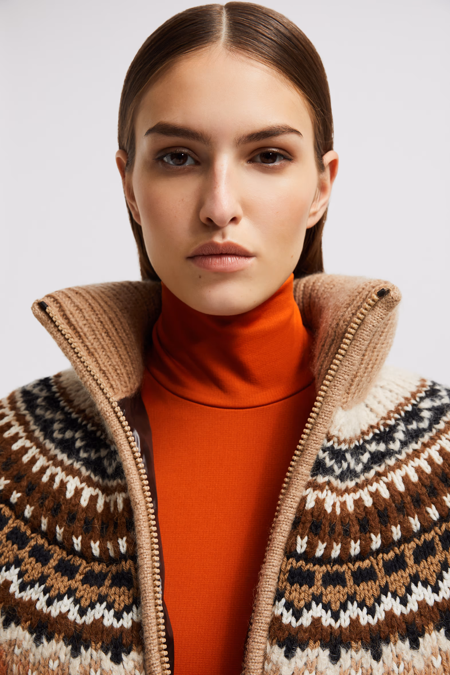 Wool, Mohair & Alpaca Short Down Jacket Women Multicolour Moncler 7